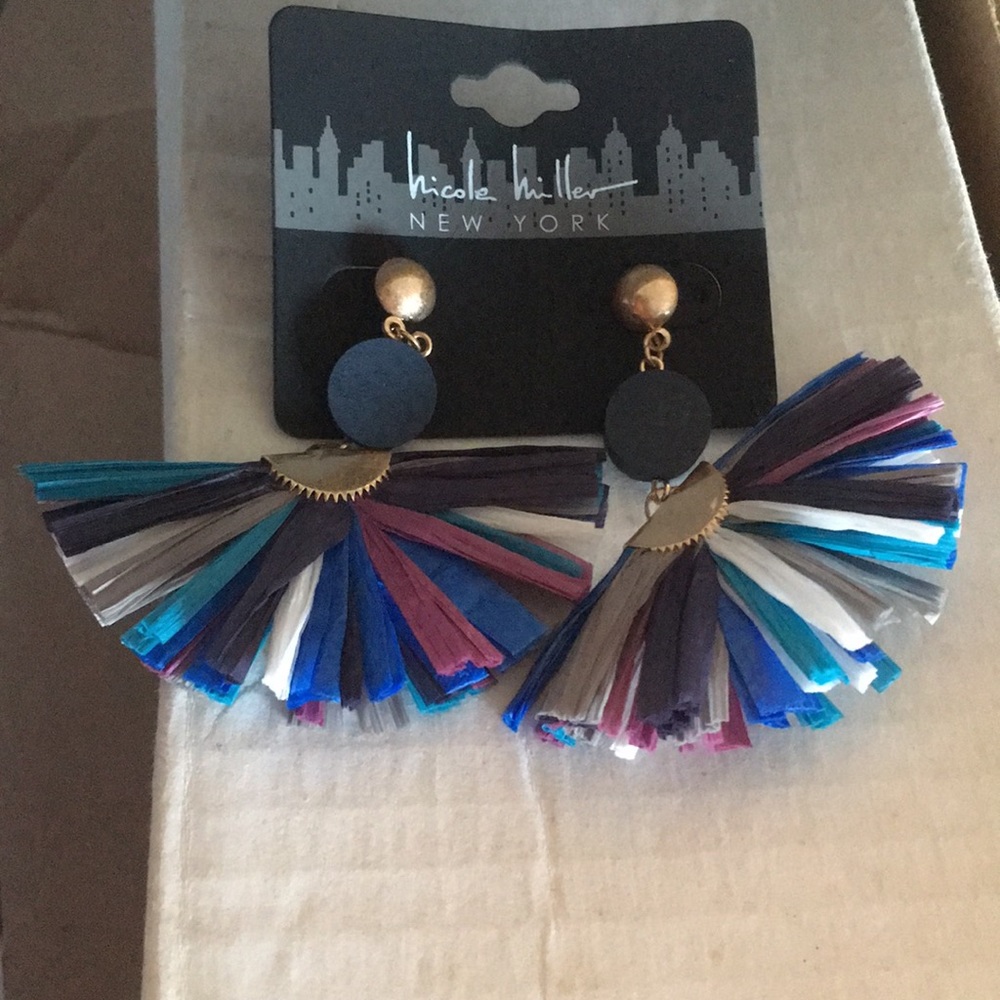 Nicole Miller fan earrings multi colored